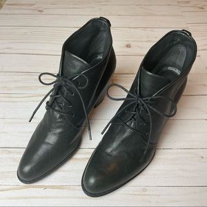 Stuart Weitzman Black Leather Lace-Up Booties (Size 8)